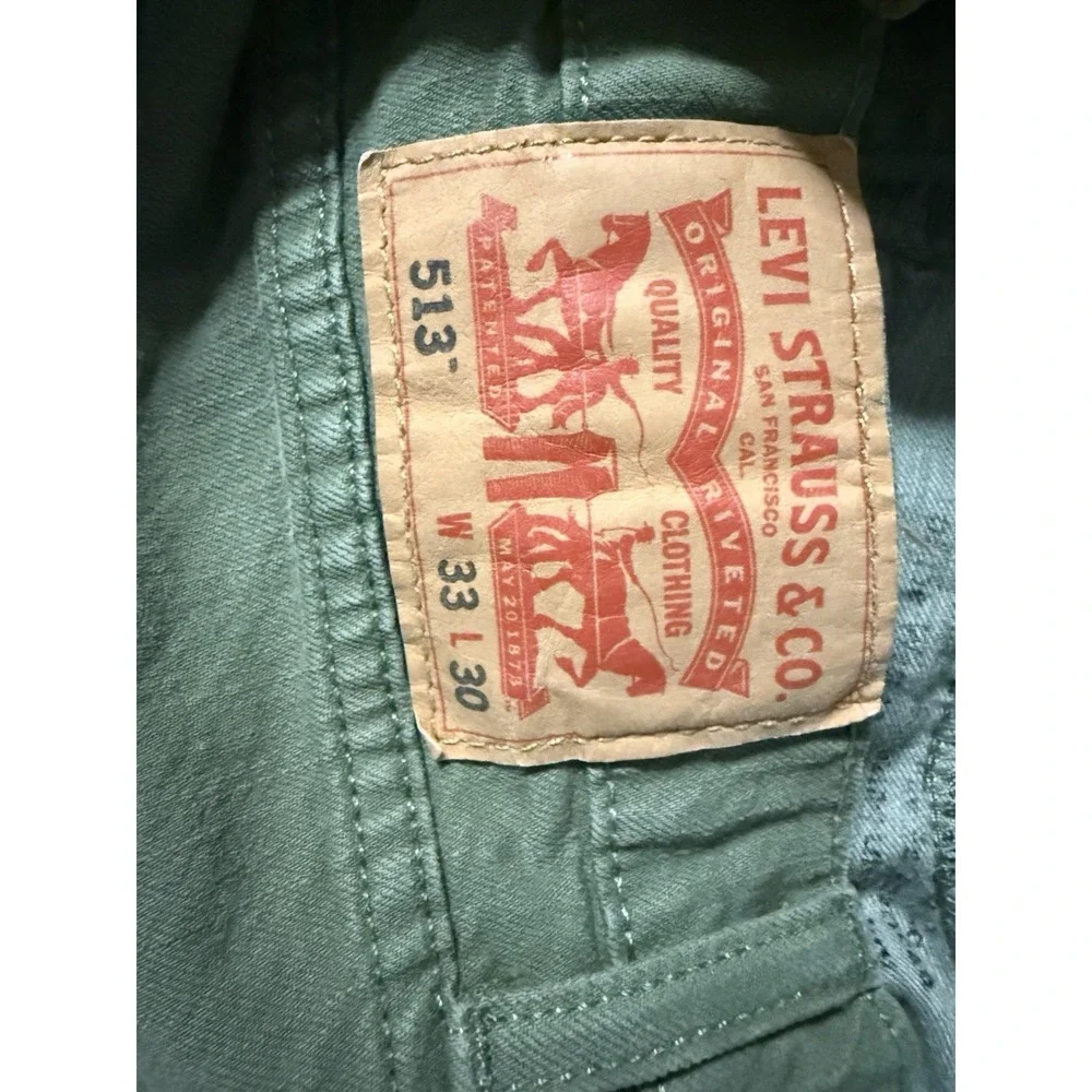Levi's 513 Slim Straight Jeans Men's 33x30 Green Denim Pants Levi Strauss